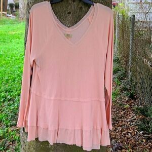 True craft light pink long frill blouse